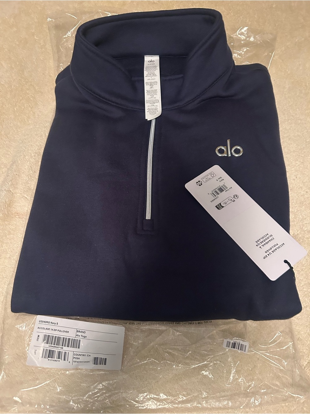 ALO Yoga Unisex Navy Quarter- zip Pullover